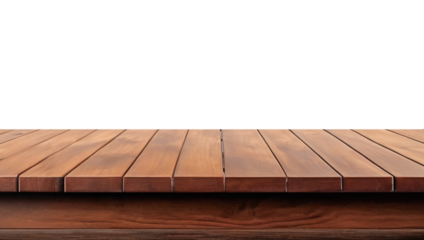 Empty wooden table top Brown For displaying product ,The background is transparent.