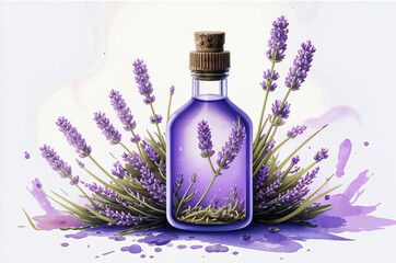 Lavender oil. Watercolor style.