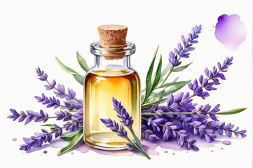 Lavender oil. Watercolor style.