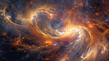 An abstract representation of the cosmos, with swirling patterns of stars and galaxies.