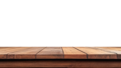 Empty wooden table top Brown For displaying product ,The background is transparent.