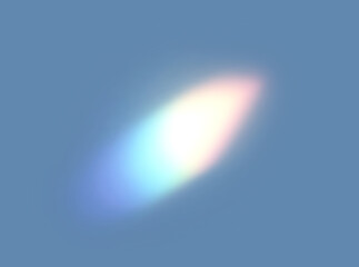 Blurred rainbow light refraction texture overlay effect for photo and mockups. Organic drop diagonal holographic flare on a white wall. Shadows for natural light effects