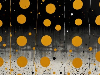 Abstract dots, black and yellow, playful texture, generative AI