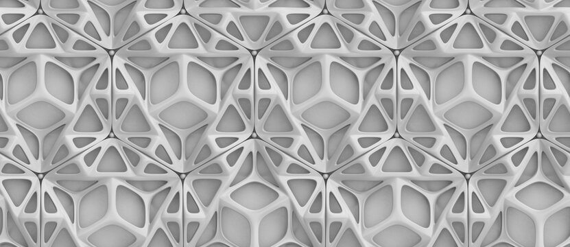 3d hard metal frame tiles on gray concrete background