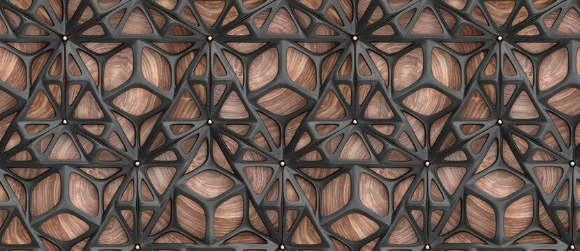 3d hard metal frame tiles on gray concrete background