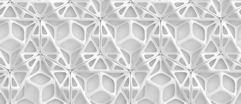 3d hard metal frame tiles on gray concrete background