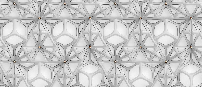 3d hard metal frame tiles on gray concrete background
