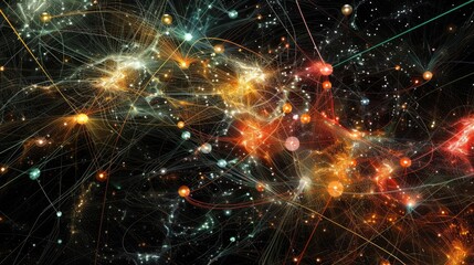 Obraz premium An abstract representation of the internet, with interconnected nodes and pathways of light.
