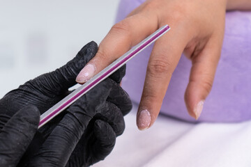 Manicure session at a wellness center for nail care