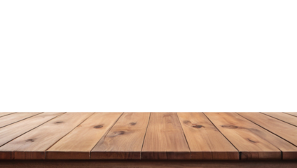 Empty wooden table top Brown For displaying product ,The background is transparent.
