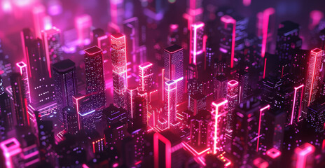 Vibrant neon-lit futuristic cityscape at night