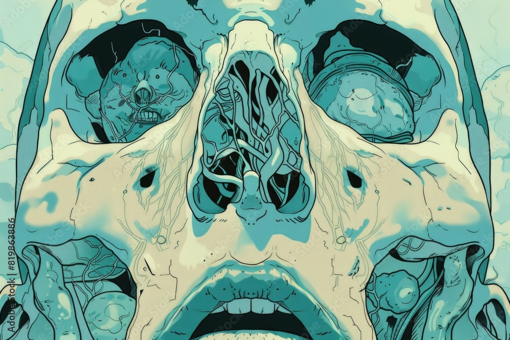 Poster close up of a person's face with a clock in the background. suitable for time management concepts