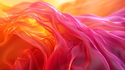 Vivid orange and pink fabric flowing dynamically