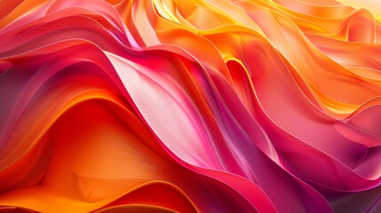 Vibrant abstract fabric waves in pink and orange hues