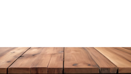 Empty wooden table top Brown For displaying product ,The background is transparent.