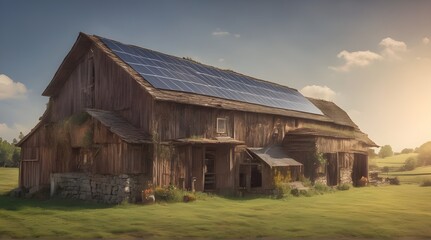 Solar panel on a farm house roof. generative.ai