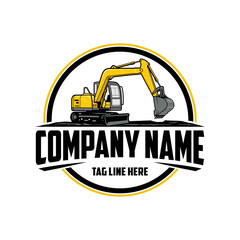 mini excavator company  logo vector image