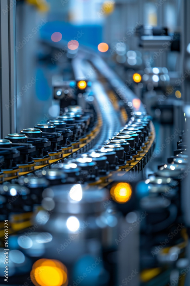 Poster efficient robotics assembly in industrial production line.