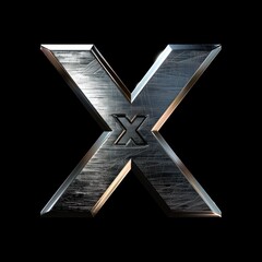 x capital letter in metal isolated on a white background