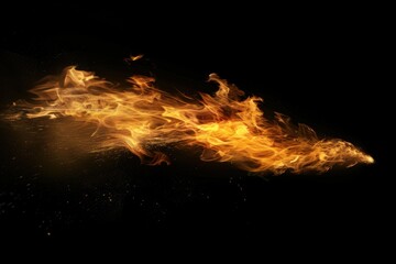 A close up image of fire on a black background. Suitable for various design projects