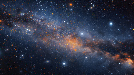A starry sky with a bright orange line in the middle