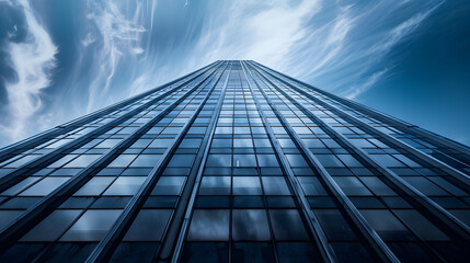 Fototapeta premium A tall building with many windows and a cloudy sky in the background