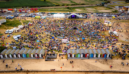 Obraz premium Drone view, Blyth Beach Music Festival