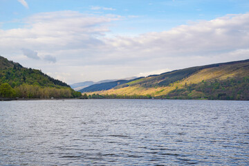 Loch Fyne seen from Inveraray in Scotland. Loch Fyne is a loch in Argyll and Bute. It is the longest sea loch in Scotland.