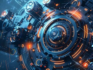 Obraz premium Captivating Showcase of Cutting-Edge Futuristic Technology in a Mesmerizing Digital Landscape