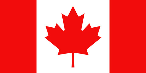 Flag of Canada. Official red maple leaf of Canada. Correct proportions and colors. Vector illustration