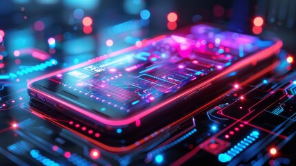 High-tech smartphone with holographic display, emphasizing the cutting-edge design and functionality of future devices.