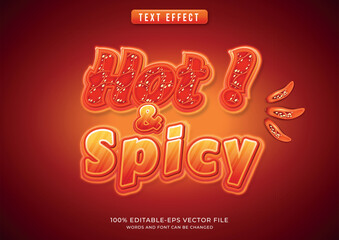 Hot & Spicy text style with chili and hot themes