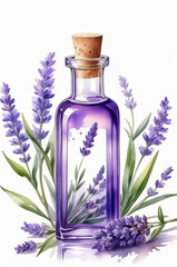 Lavender oil. Watercolor style.
