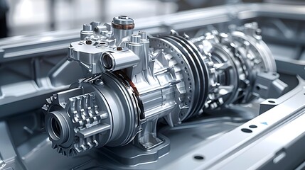 Obraz premium Cutaway View of a Car Clutch Mechanism Illustrating its Vital Role in Manual Transmission Systems