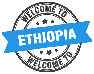 Fototapeta premium Welcome to Ethiopia stamp. Ethiopia round sign