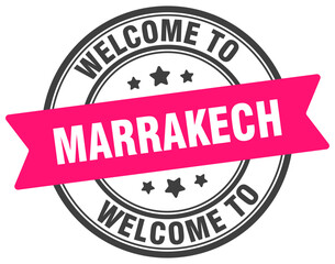 Welcome to Marrakech stamp. Marrakech round sign
