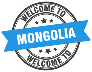 Welcome to Mongolia stamp. Mongolia round sign