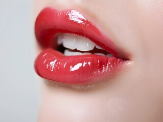Obraz premium Vibrant and Alluring Crimson Lips Exuding Confidence and Charm