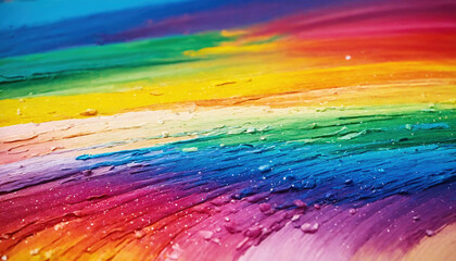 Abstract Vibrant Rainbow Painting with Textured Brushstrokes, Diversity