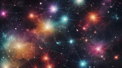 Fototapeta premium Cosmic Dreamscape: Abstract Universe in a Palette of Blue, Purple and Orange