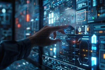 Person interacting with technology, suitable for digital concepts