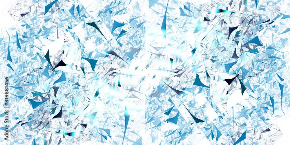 Aufkleber elegant abstract fractal background. blue fragments of different shapes and sizes fly on a white bac