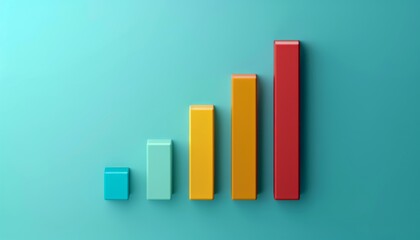 A bar graph with four bars. The bars are blue, green, yellow, and red. The red bar is the tallest and the blue bar is the shortest.