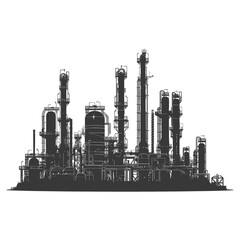 Silhouette Oil refinery industry black color only