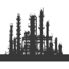 Obraz premium Silhouette Oil refinery industry black color only