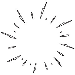 Doodle sketch style of Starburst, sunburst,  Element Fireworks Black Rays. Comic explosion effect. Radiating, radial lines. cartoon hand drawn illustration for concept design.