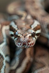 Close up of a snake with its mouth open. Perfect for educational materials or nature magazines