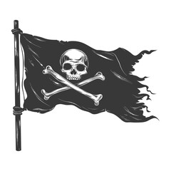 Silhouette Pirate flag with a skull and crossbones black color only