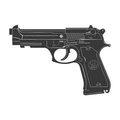 Silhouette Pistol gun military weapon black color only