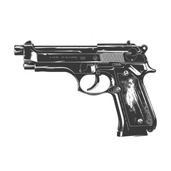 Silhouette Pistol gun military weapon black color only